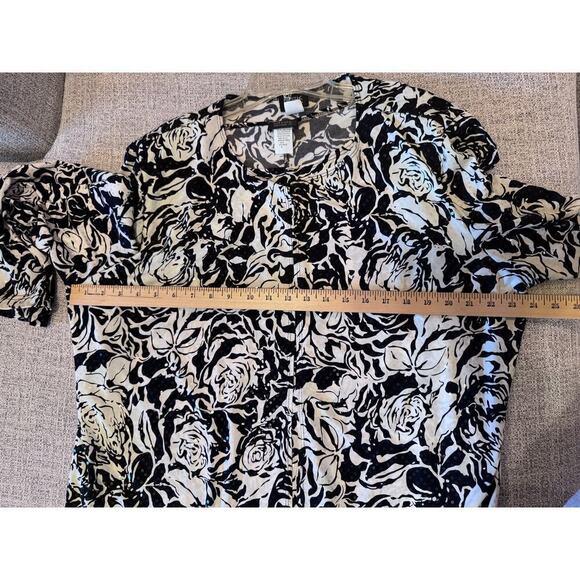 MSK Women's 2 Piece Tank Jacket Black White Floral Sequin Beaded Plus Sz. 3X - Picture 6 of 14